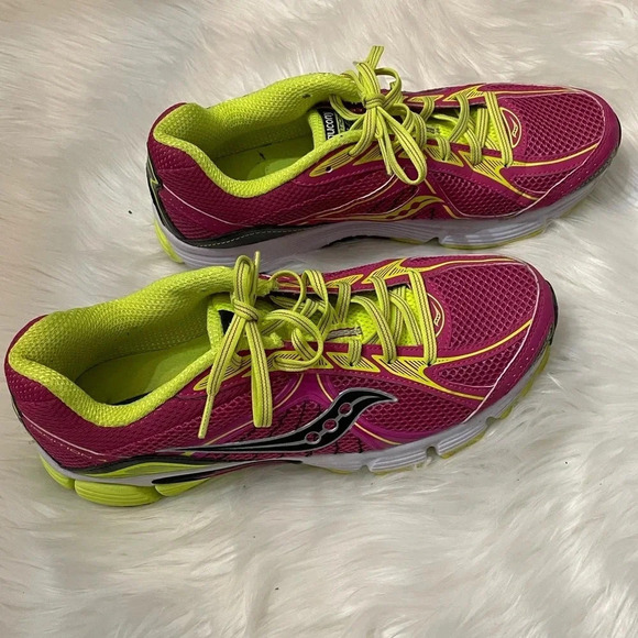 Saucony Pink & Neon Ignition 4 Running Shoes Sz 9.5 - Picture 7 of 9